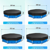 Sekey Poolabdeckung rund, passend für Stahlrahmenpools, reißfest und winddicht, mit verstellbaren Schnallen und Klettverschluss, schwarz